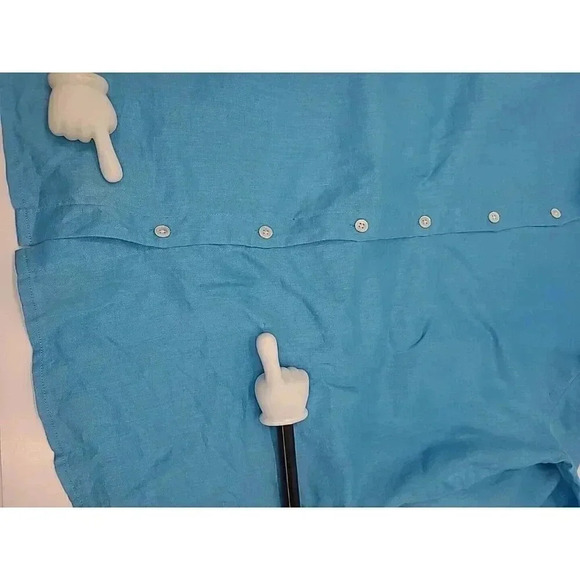 J. Jill Love Linen Button Up Women's Size Small Blue 100% Linen - Picture 8 of 10